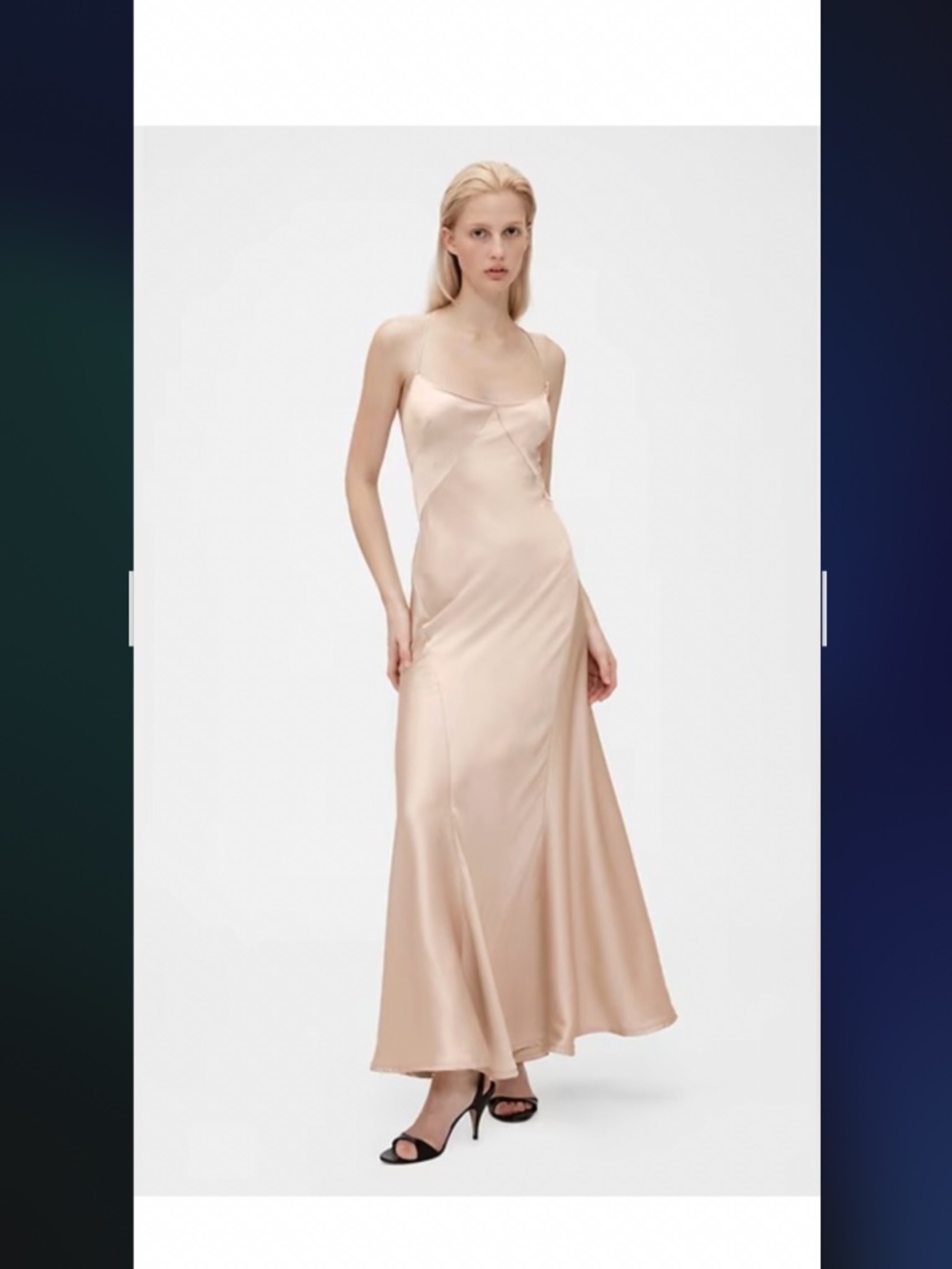 Satin Slip Dress/ Champagne - Picture 3 of 8